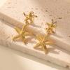 Trendy Gold Plated Starfish Earrings Stylish Gold Alloy Star Shape Earrings For Women For Autumn