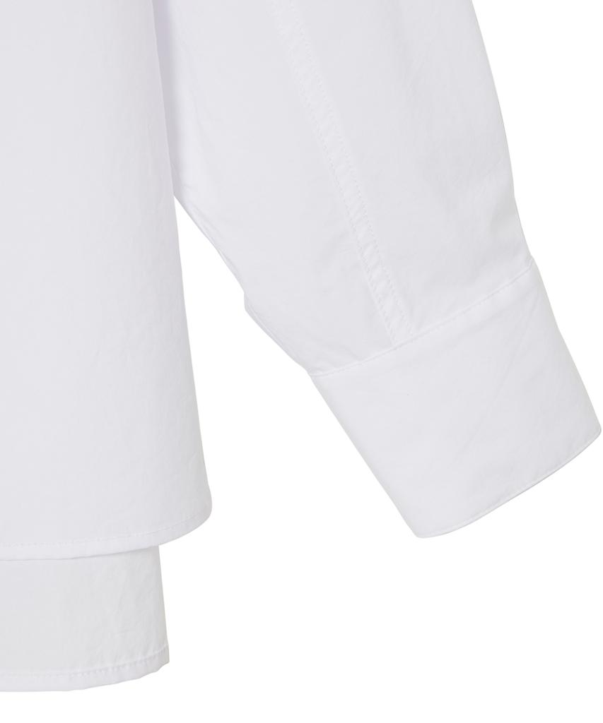 LEFTSEOUL Stand Collar Double Pocket Cotton Shirt [White]
