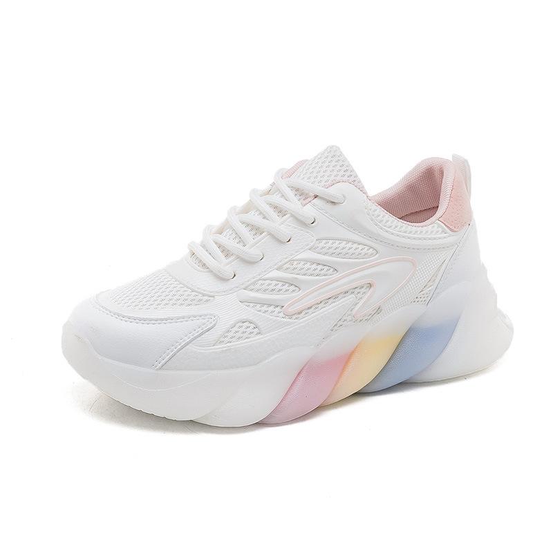 Popcornsohle Dad-Schuhe Damen 2021 Sommer neue dicksohlige kleine weiße Schuhe Mesh atmungsaktive erhöhende Sneaker B08