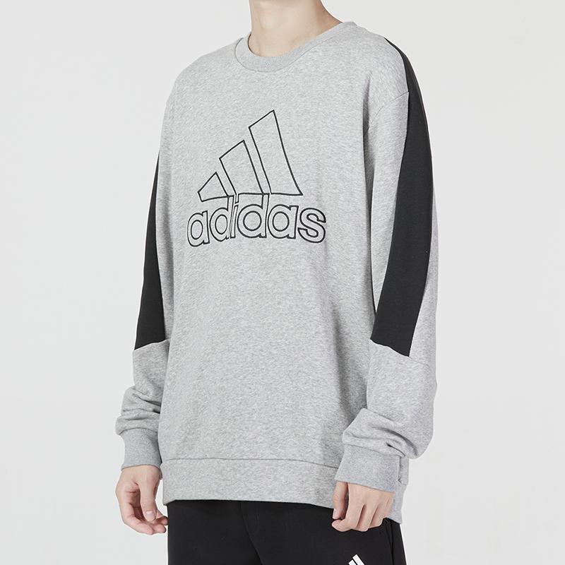 Adidas Unifarbenes Sweatshirt mit Rundhalsausschnitt und großem Logo für Herren, Oberteile, Grau HC5860