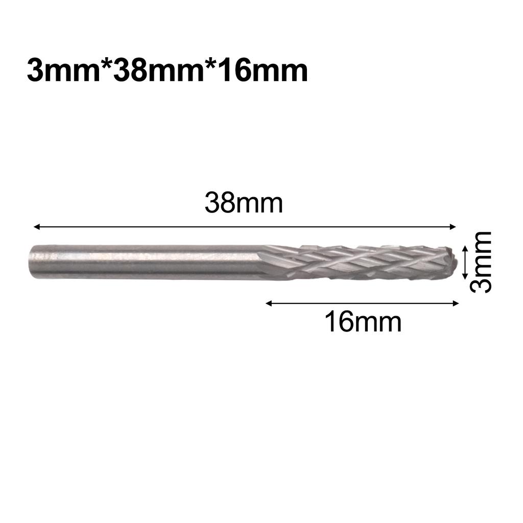 1pc 1/8 Long 3mm Shank Carbide Burs For Milling Cutter Burr Rotary File Hard Alloy Rotary Burr Drill Bit Engraving Cutter