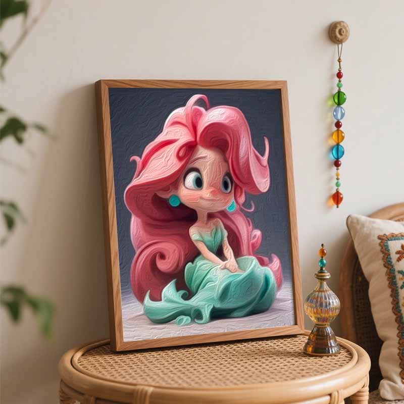Disney Ariel Mermaid Oil Paint by Numbers Painting Kit Handmade Diy Home Decor Gifts for Artsy Bedroom Aesthetic Wall Art Set 130