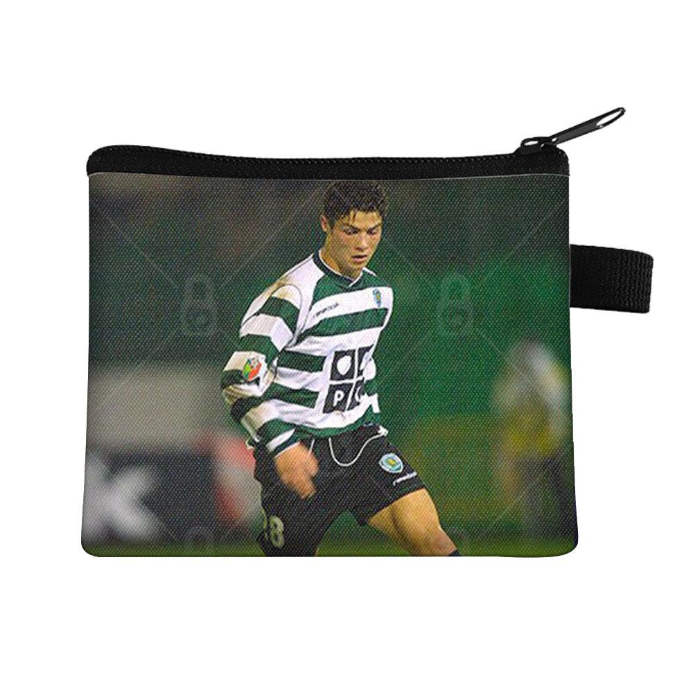 Borsa cambio per bambini stella del calcio Borsa porta carte portatile Borsa porta monete chiavi in poliestere Borsa a pochette