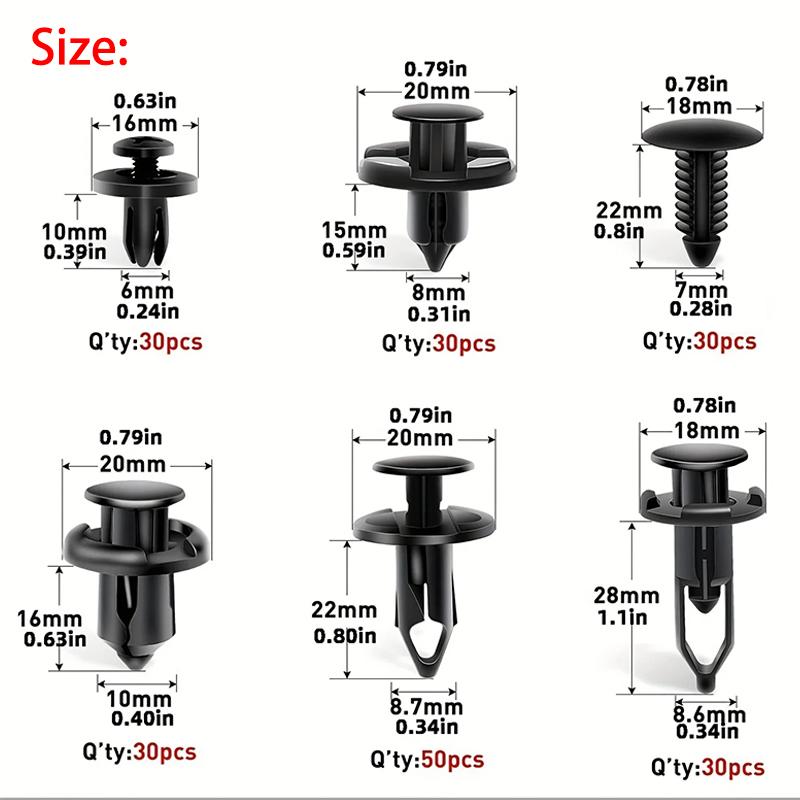 200PCS Universal Car Fixing Clip Six Sizes Of Mixed For Nissan Ford Honda Toyota Bumper Push Rivet Clip Auto Parts Removal Tools