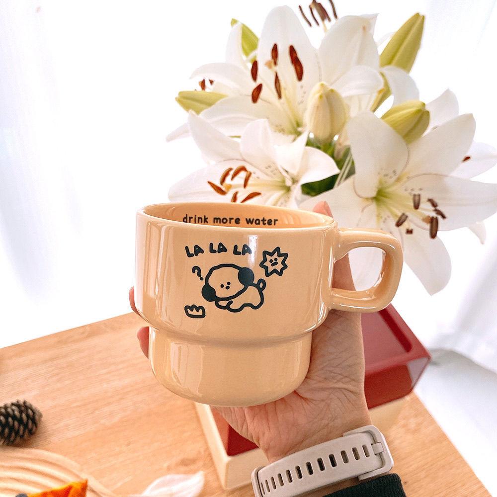 Stacked Ceramic Coffee Cups Office Cups Ins Casual Cups for Girls' Best Friend Cute Water Cups