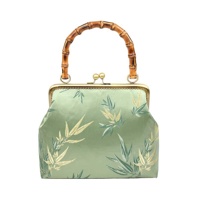 Handmade gold bag bamboo handle brocade cheongsam mouth gold bag handbag