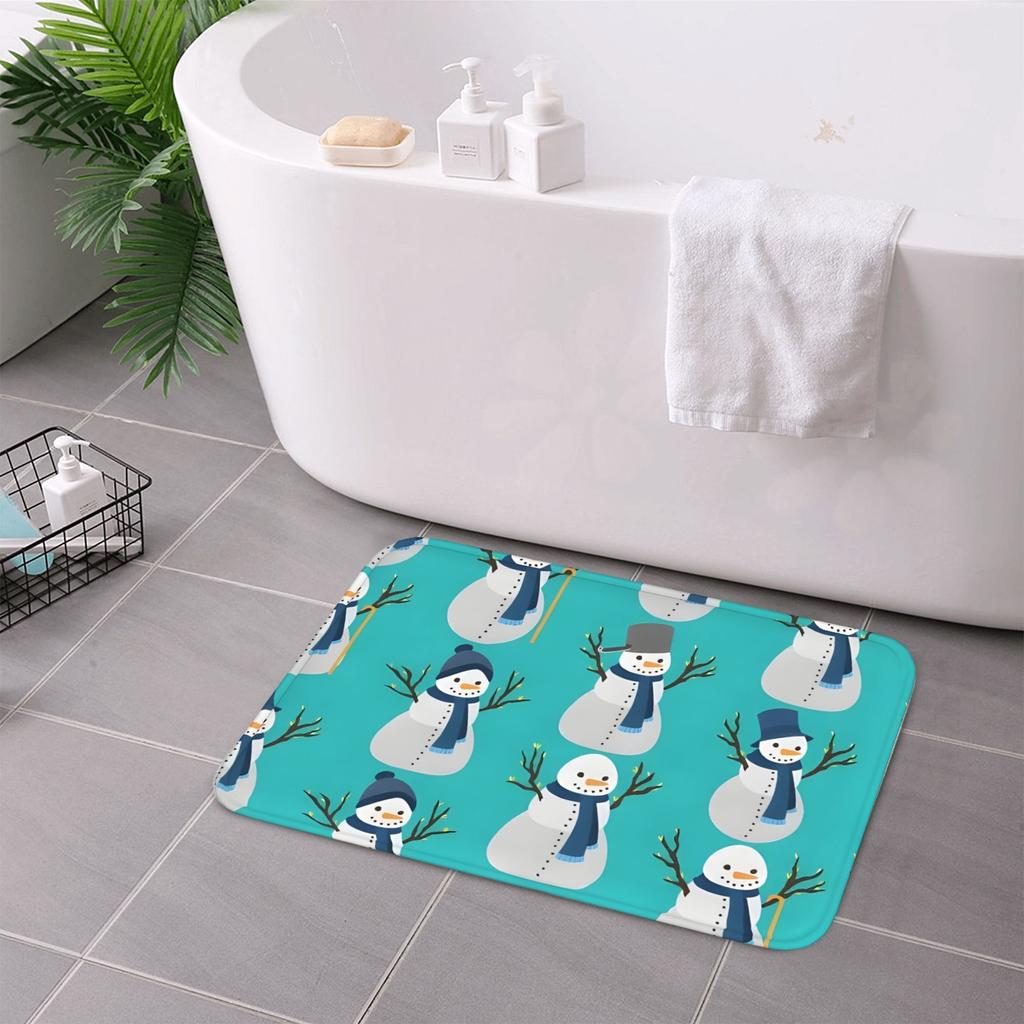 1PC Cheistmas Playful Snowmen Kitchen Rug Non-Slip Door Mat Pop Design Bathroom Rug Bath Mat Carpet for Home Sink Laundry Decor