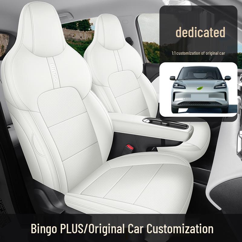 Bingo Plus Universal Full Leather Car Seat Cushion - New Model, 5-Seat, All-Season Compatibility.