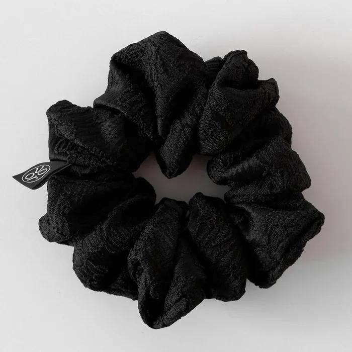 Flower Jacquard Scrunchie_Medium_Black