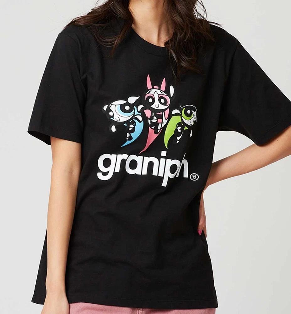 The Powerpuff Girls X Graniph Girls Graniph Logo TShirt Black Japan New Pre M
