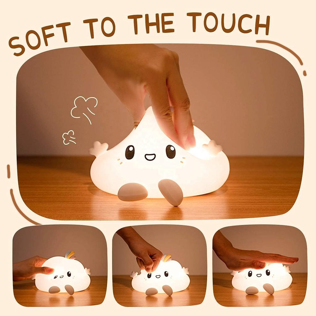 USB Rechargeable Cute Silicone Night Light Home Decoration LED Night Light Bedside Lamp For Baby Kids