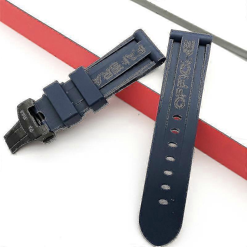 Butterfly Buckle Watch Strap Black Watch Band Silicone Rubber Watch Band Replacement For Panerai Strap Tools Steel Buckle - ya
