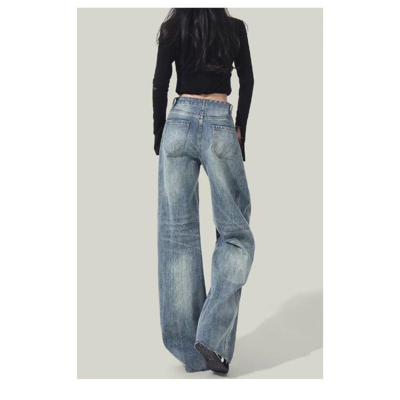 Jeans for Women Retro High-waisted Slimming Wide-legged Flared Pants Casual Comfortable