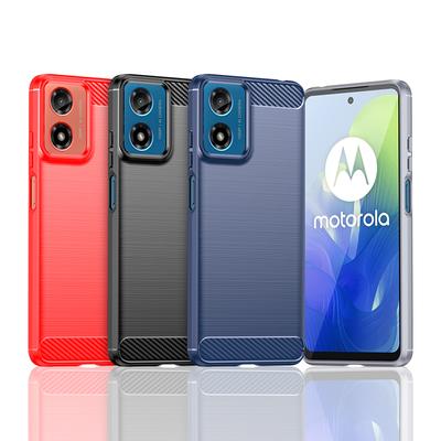Custodia per Motorola Moto G24 per Moto G24 G04 G04S, antiurto, in silicone morbido con retro in fibra di carbonio, per Moto G24.