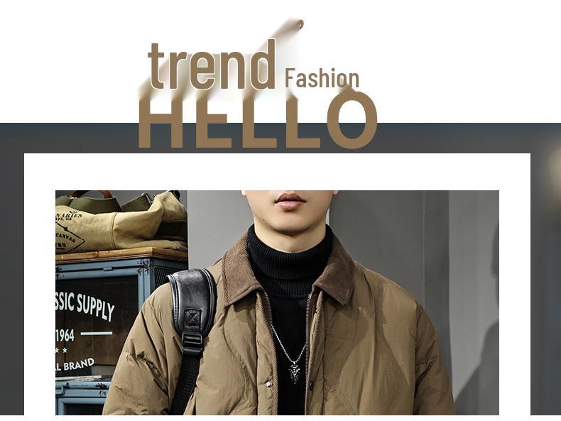 Doudoune homme rétro années 90 - Collection 2025 - Coupe tendance, chaude et ample avec revers anti-froid