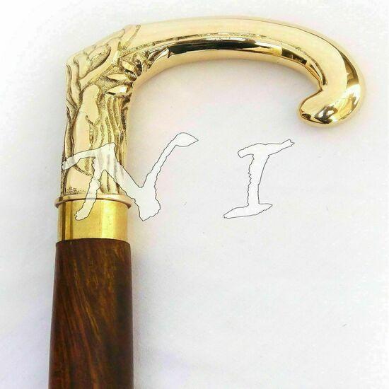 Antiker Stil Viktorianisch Vintage Designer Messinggriff Gehstock Holzspazierstock