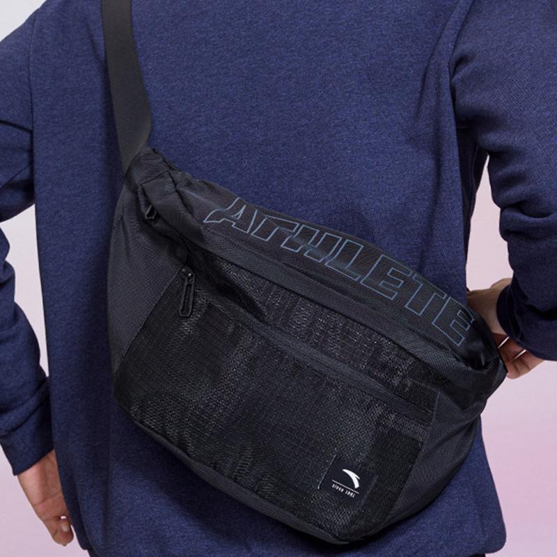 New Anta Polyester Sling Bag, Fanny Pack Regular Unisex Black 992147132-1