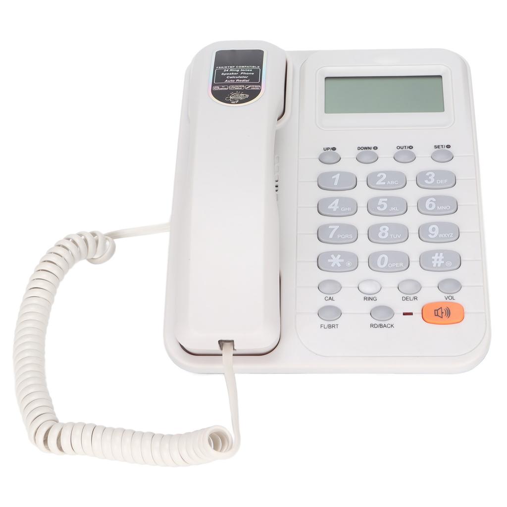 KXT2029CID Office Phone Office Hotel Home Fixed Landline Support Free Battery Extension Interface(White )