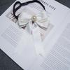 Girl Lace Pearl Bow Tie With Adjustable Back For Elegant Winter Fashion