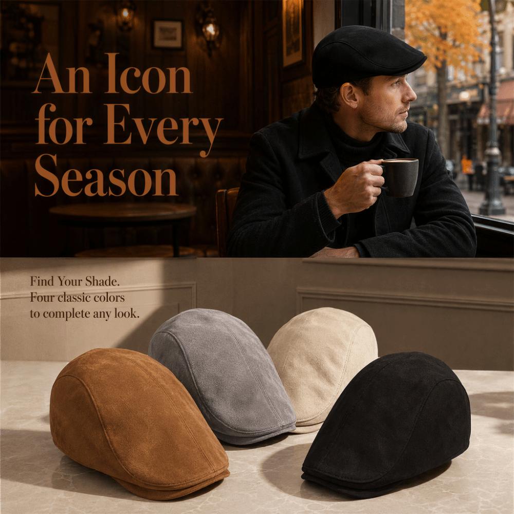 Solid Color Winter Forward Hat Warm Retro Flat Cap Unisex Suede Newsboy Cap Daily
