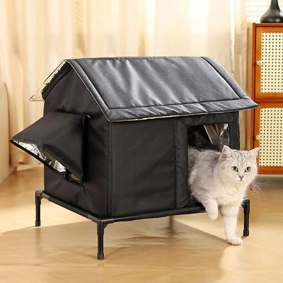 Keep Warm Outdoor Cat House Heat-Absorbing Long-lasting Temperature Lock Stray Cat Nest Waterproof Closed Kitty Shelter
