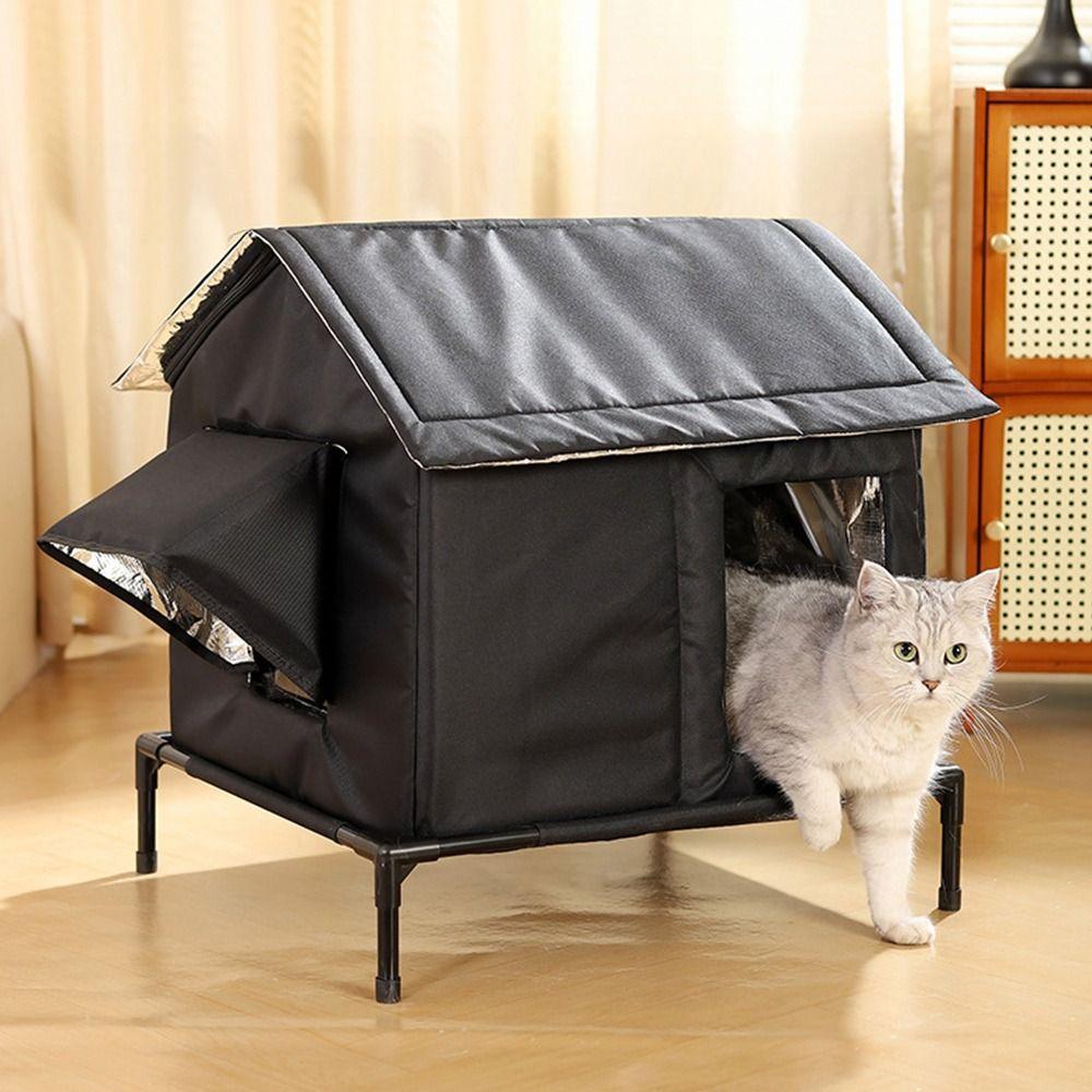 Zateplený venkovní domeček pro kočky s tepelně absorbujícím povrchem, dlouhotrvající uzamčení teploty, stan pro toulavé kočky, uzavřený vodotěsný přístřešek pro koťata