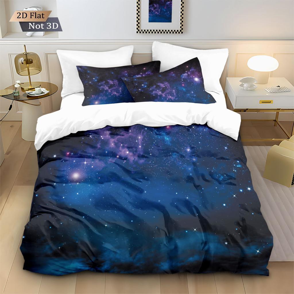Space And Universe Quilt Cover 3D Printed Galactic Starry Sky Bedding Set Bedroom Decoration With Zipper Single Twins Large Size