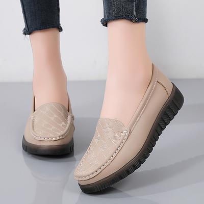 Fashion Women Flats Wedge Leather Fashion Comfortable Shoes Women Slip On Nurse Shoes Moccasins Outdoor Plus Size Tenis Feminino