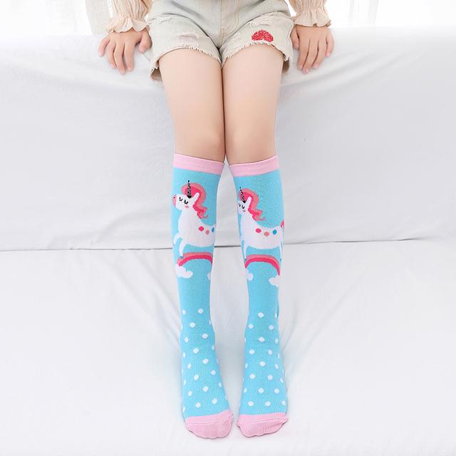 Primavera otoño niñas algodón tobillo corto calcetines encantadores arcoíris multicolor niños niños Calcetines hasta la rodilla bebé infantil Calcetines por encima de la rodilla