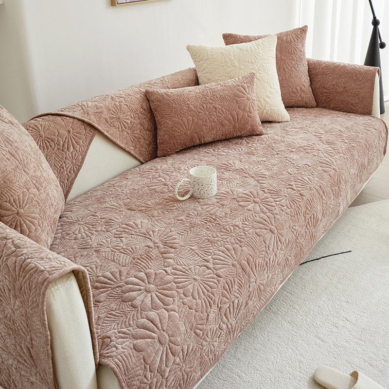 Sofa Cushion Light Luxury Modern High-end Chenille Embroidery Four-season Universal Non-slip Sofa Cover Towel Seat Cushion Cover Cloth