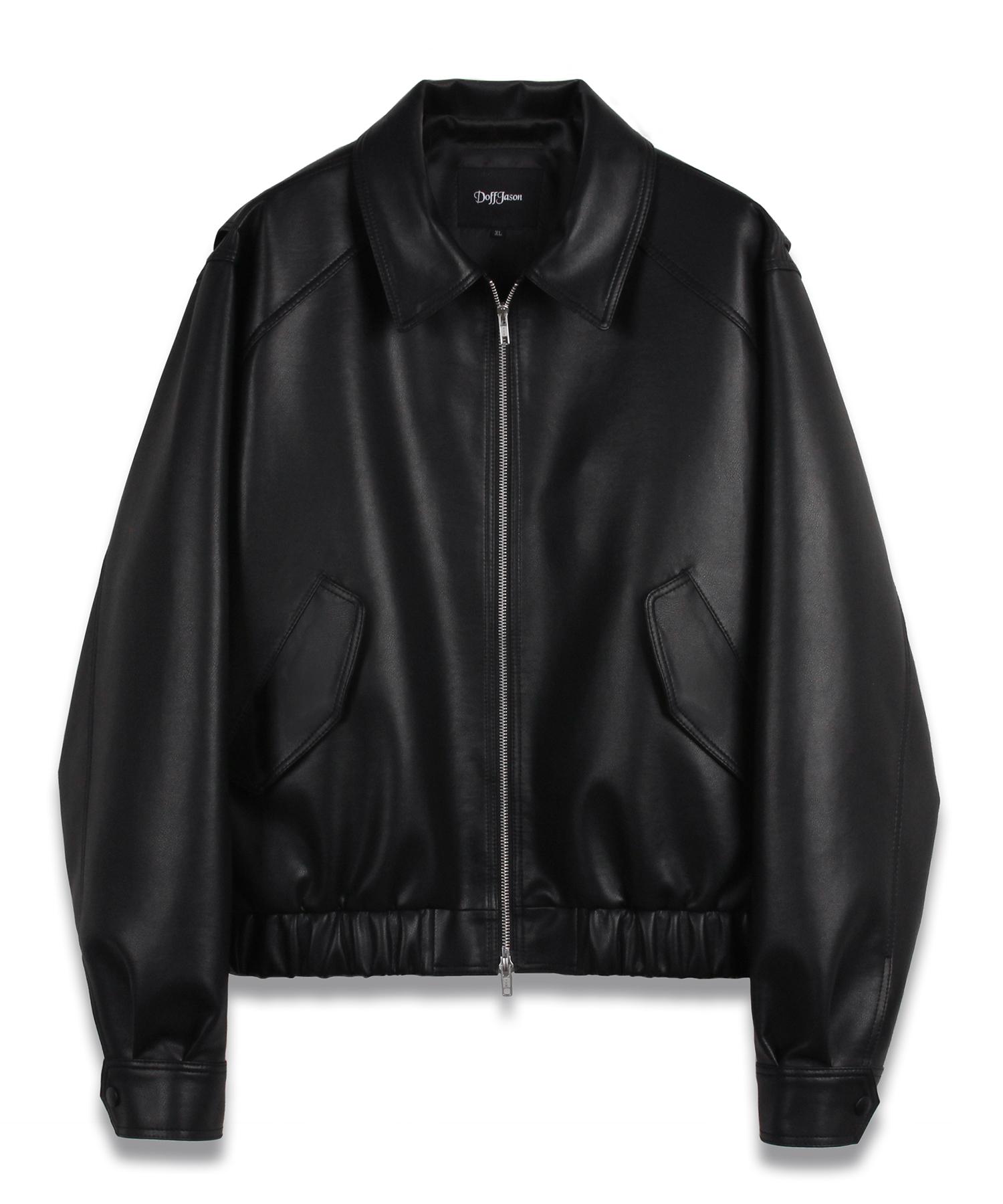 Doffjason Oversized Vegan Leather Bomber Jacket