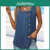 Womens Summer Pleated Tank Tops Square Collar Sleeveless Button Undershirt Vest