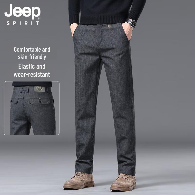 JEEP SPIRIT Men s Straight-Leg Elastic Casual Trousers 34