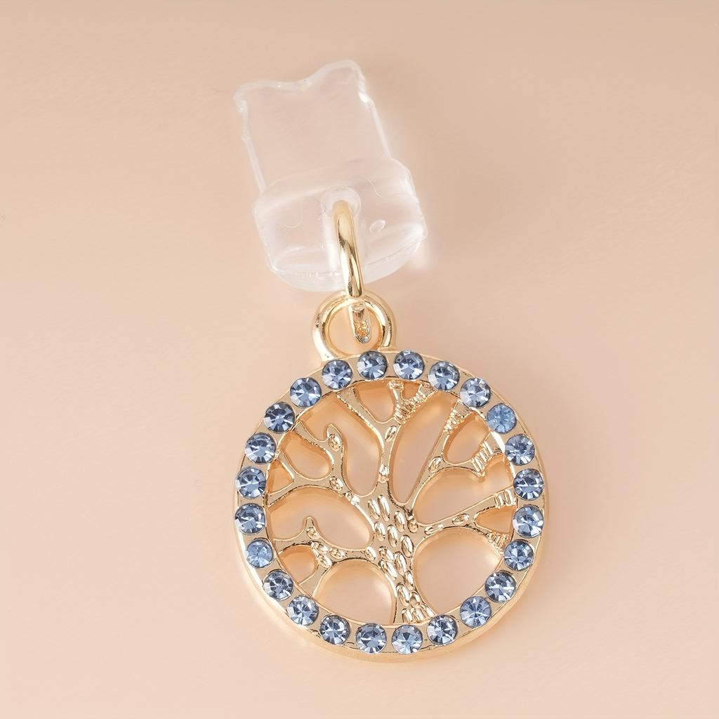 Rhinestone Small Tree Mobile Phone Dust Plug Simple Fashion Alloy Pendant Suitable for IPhone, Type-C for Android Pendant Jewelry