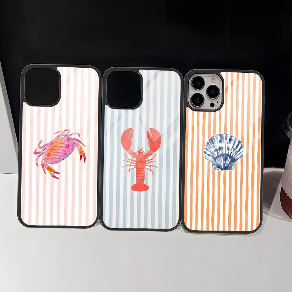 Marine Life, Crabs, Lobsters Phone Case For Iphone 16 Pro 15 Pro Max 14 12 11 13 Mini 8 7 Plus X Xs XR PC+TPU Design Cover