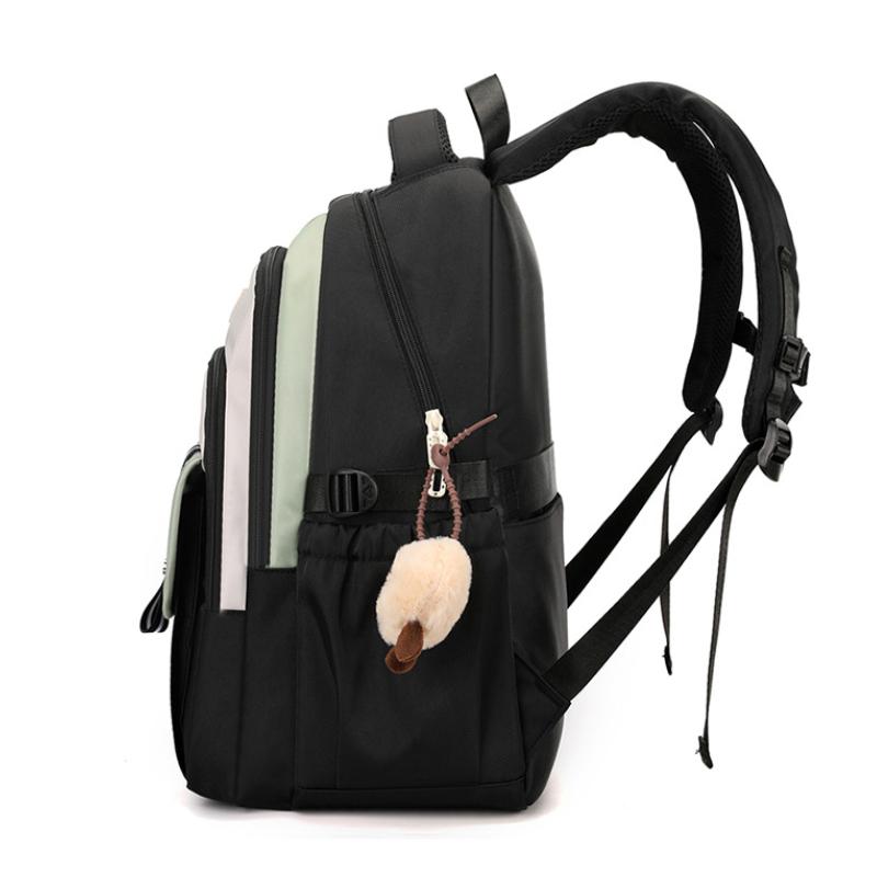 Fashion Contrasting Color Junior High School Girl Schoolbags Widened Reinforced Shoulder Strap Teenager Backpack Lightweight Large Capacity Book Bag