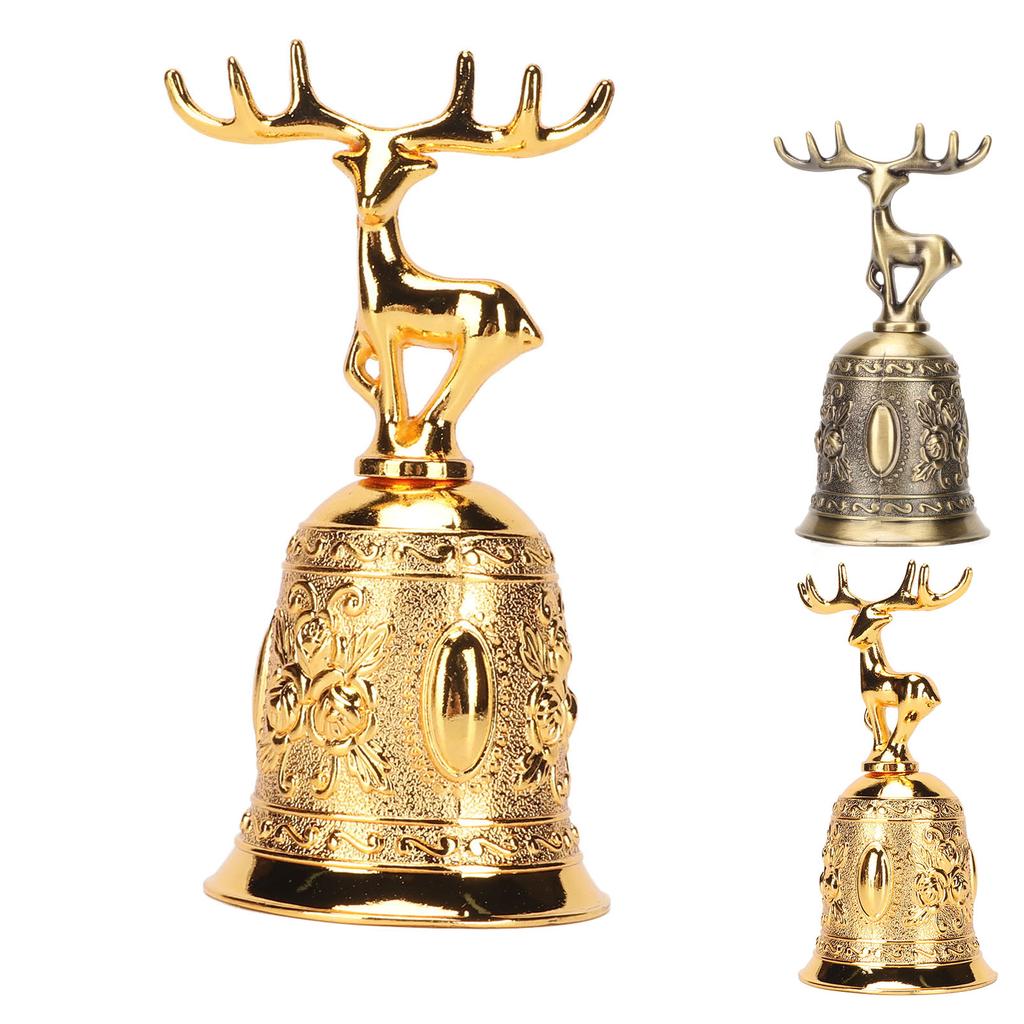 Deer Shape Hand Bell Vintage Plating Process Rustproof Polished Finish Metal Hand Bell for Dining Ta