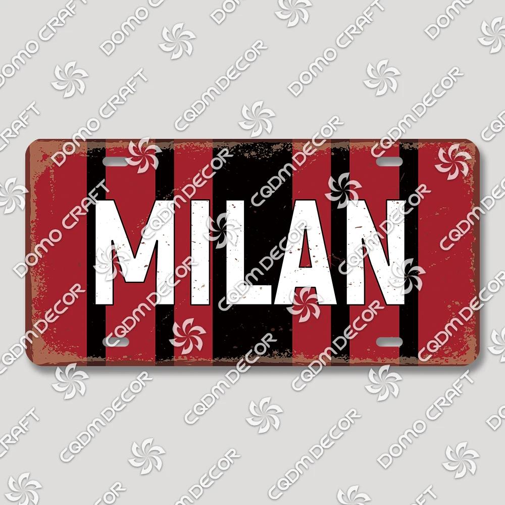 Football Club License Plate Tin Signs Retro Barcelona Milan Manchester Metal Poster Garage Bar Club Home Wall Decor