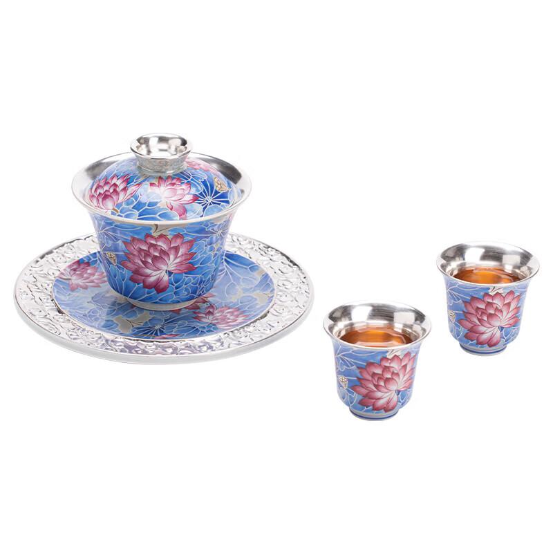 

Sushi Ceramics Gilded Silver Lotus Pond Gaiwan Tea Set