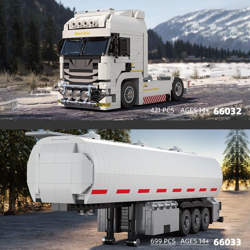 421PCS European Truck Head Building Blocks Creative Connectable Container Trailer Model Bricks Desktop Decoration Kids Toys Gift