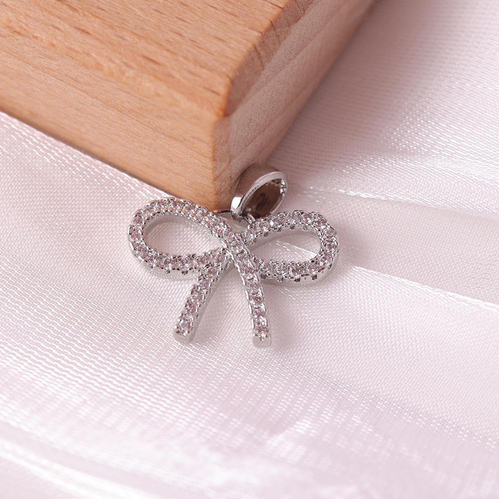 Elegant Rhinestone Bow Pendant Necklace - Gold & Silver Clavicle Chain Accessories