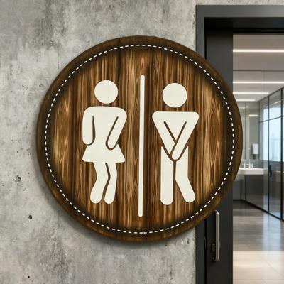 Yousheng Cotton Thread Wooden Bathroom Sign Rustic Restroom Door Men Women Hanging Sign Restaurant Office Hotel Washroom Wall Gender Identification