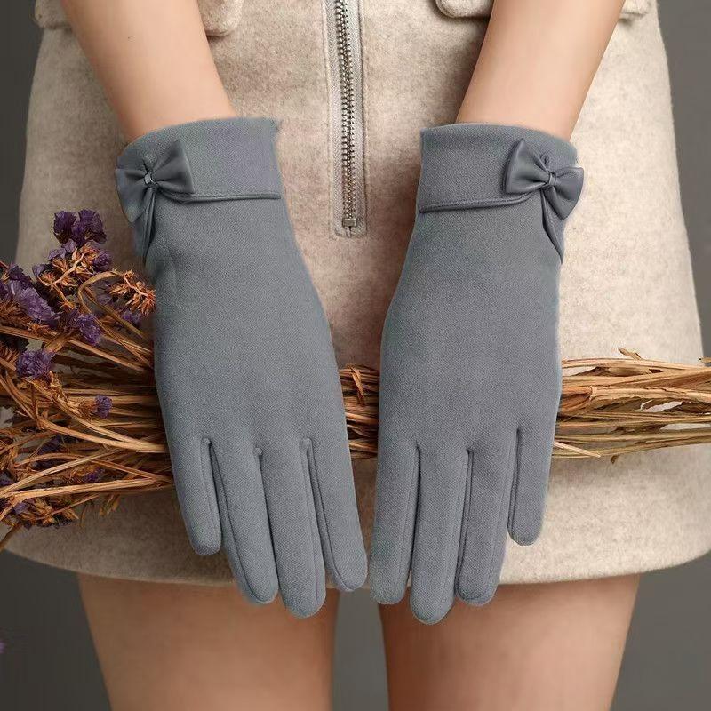 Warm Gloves Winter Touch Screen Gloves Stylish Gloves with Bowknot Decoration for Women