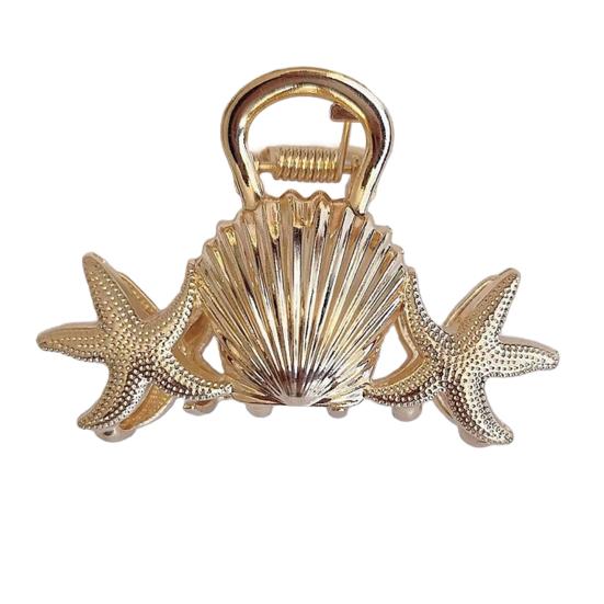 Hair Claw Oceanic Design Back Head Hair Clip with Shells Starfish Conch Pattern Multi-Purpose Hair Accessories