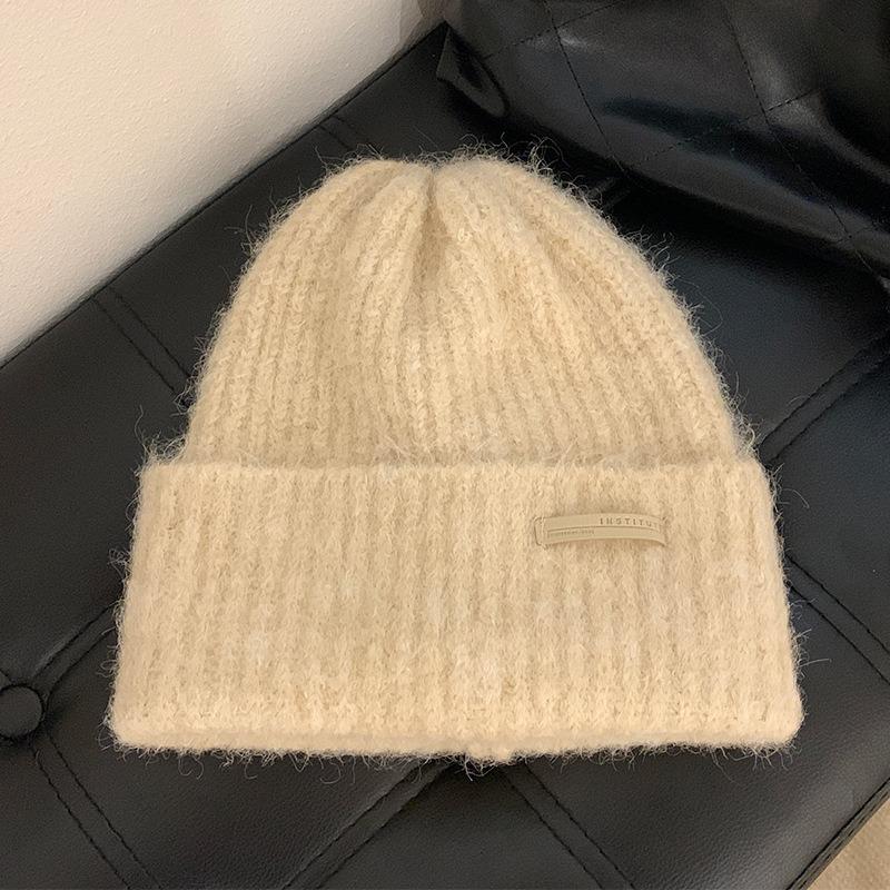 Wool Containing Autumn Winter Yarn Pile Hat Big Head Circumference Versatile Casual Cold Hat Warm Hat Ear Protection Knitted Hat