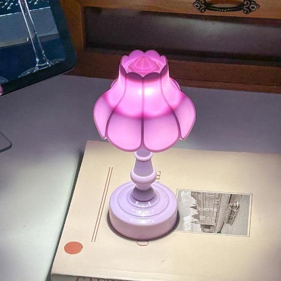 Night Light Mini Flower Shape Soft Glow Warm Light Desk Lamp with Adjustable Brightness Touch Control Portable Table Lamp