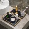 Estante de Baño Lavabo Escritorio Lujosa Bandeja para Cosméticos Simple Base Transparente Apto para Húmedo Pequeño Hogar Individual Estable Ligero Frío Real Lateral