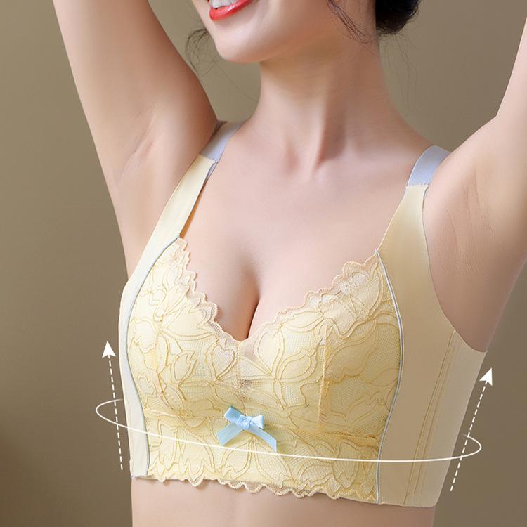 Large size adjustment beauty salon underwear, women's big breasts show small bras, gather and close secondary breasts, anti-sagging bras, summer