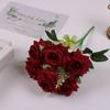 10pcs Simulation 7-head Corner Roses Bouquet Light Luxury Silk Pink Flowers Wedding Auditorium Decoration Rose Artificial Flower