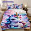 Cartoon cute fantasy unicorn bedding, duvet cover, pillowcase, home decoration, birthday gift (1 * duvet cover+2 * pillowcase, coreless)